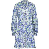 Fabienne Chapot - Dorien Frill Jurk - Blauw - A-lijn jurk - Uitbundige Bloemenprint