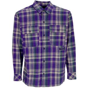 Huf, Heren, Overhemden, Paars, Maat: S Flanel,