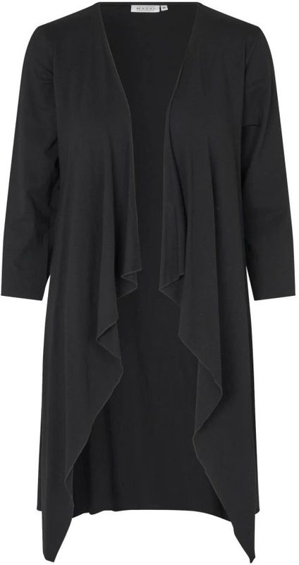 Masai - Cardigan - Zwart - Lange Gebreide Cardigan - Jersey Stofmix