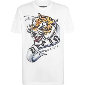 Philipp Plein, Heren, Tops, Wit, Maat: 2XL Katoen,
