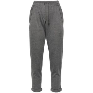 Brunello Cucinelli, Dames, Broeken, Grijs, Maat: XS Jersey,