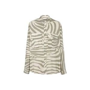 Balmain Zebra print shirt , Beige , Heren , Maat: XL