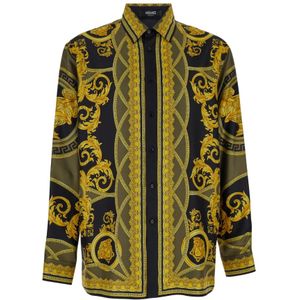 Versace Barocco Print Zijden Overhemd , Multicolor , Heren , Maat: L