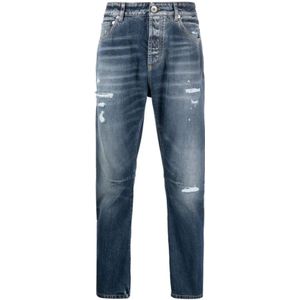 Brunello Cucinelli, Heren, Jeans, Blauw, Maat: L Leer,