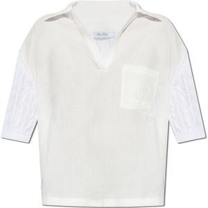 Max Mara, Dames, Tops, Wit, Maat: L Linnen,