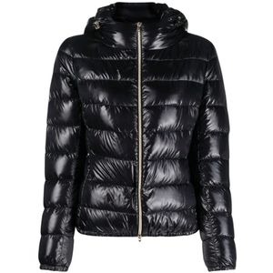 Herno, Dames, Jassen, Zwart, Maat: L Nylon,