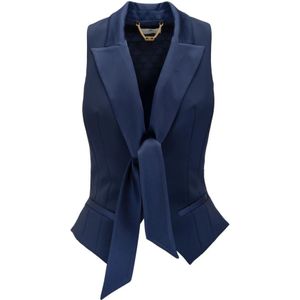 Elisabetta Franchi, Dames, Jassen, Blauw, Maat: M Satijn,