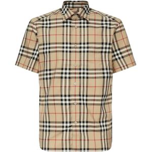 Burberry, Heren, Overhemden, Beige, Maat: M Katoen,