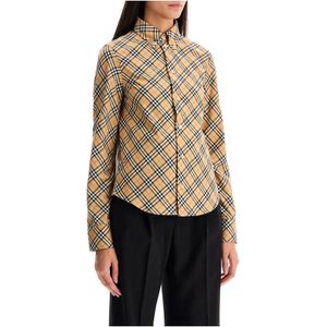 Burberry Geruit Patroon Shirt Sand IP , Beige , Dames , Maat: L