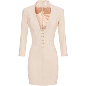 Elisabetta Franchi, Dames, Jurken, Beige, Maat: S Satijn,