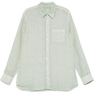 120% Lino, Heren, Overhemden, Groen, Maat: 2XL Linnen,