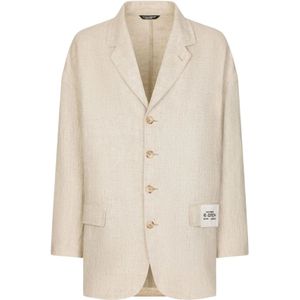 Dolce & Gabbana, Heren, Jassen, Beige, Maat: S Linnen,