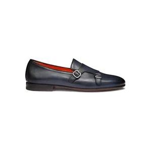 Santoni Dubbele gesp leren instapper , Blue , Heren , Maat: 46 EU