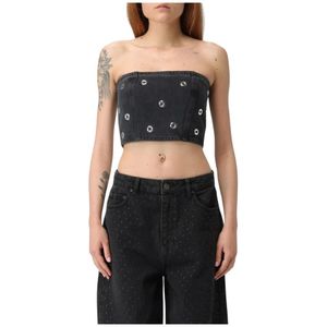 Rotate Birger Christensen, Dames, Tops, Zwart, Maat: L Denim,