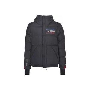 Moncler Blauwe Gewatteerde Gewatteerde Jas met Capuchon , Blue , Heren , Maat: M