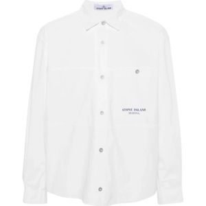 Stone Island, Heren, Jassen, Wit, Maat: L Katoen,