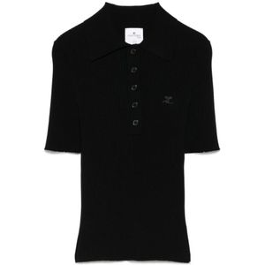 Courrèges, Dames, Tops, Zwart, Maat: M Viscose,