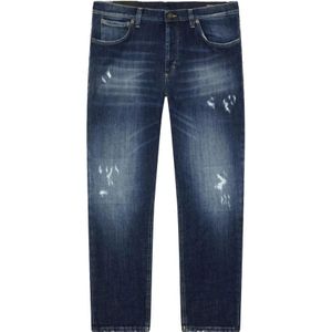Dondup - Blauwe Skinny Jeans - Stretch-Katoen - Distressed Effect
