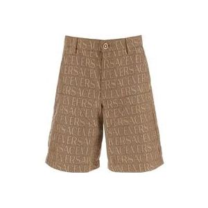 Versace Allover Jacquard Bermuda Shorts , Brown , Heren , Maat: L