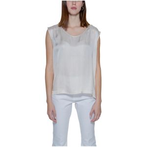 Street One, Dames, Tops, Beige, Maat: 2XS Viscose,