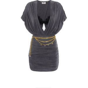 Elisabetta Franchi, Dames, Jurken, Grijs, Maat: M Jersey,