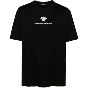 Versace, Heren, Tops, Zwart, Maat: M Katoen,
