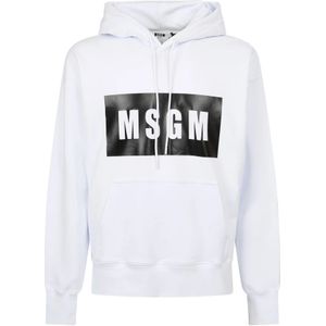 Msgm, Heren, Sweatshirts & Hoodies, Wit, Maat: S Katoen,