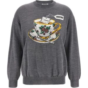 Moschino, Dames, Truien, Grijs, Maat: 2XS