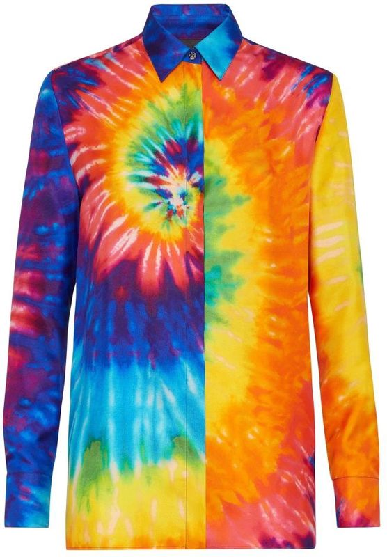 Philipp Plein - Blouse - Veelkleurig - Zijde - Tie-dye print