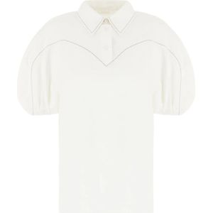 Chloé, Dames, Tops, Beige, Maat: 2XS Katoen,