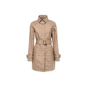 Versace Trenchcoat met Logo en Afneembare Riem , Beige , Dames , Maat: S