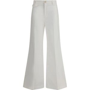 Chloé, Dames, Broeken, Beige, Maat: 2XS Katoen,