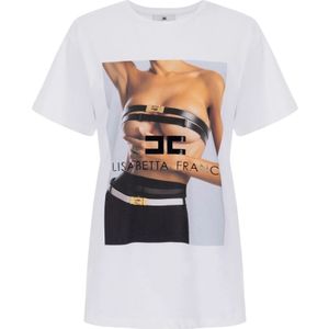 Elisabetta Franchi, Dames, Tops, Wit, Maat: XS Katoen,