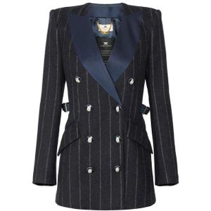 Elisabetta Franchi, Dames, Jassen, Blauw, Maat: XS