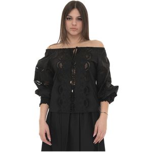 Liu Jo, Dames, Blouses & Shirts, Zwart, Maat: M Katoen,