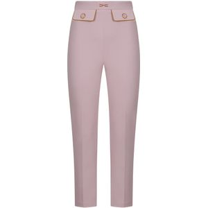 Elisabetta Franchi, Dames, Broeken, Roze, Maat: S Poliester,