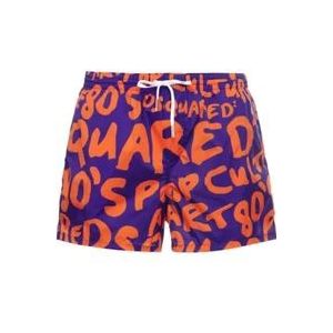 Dsquared2 Paarse Logo Zwembroek , Multicolor , Heren , Maat: L