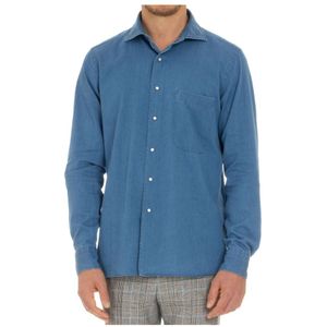 Borriello Napoli, Heren, Overhemden, Blauw, Maat: L Denim,