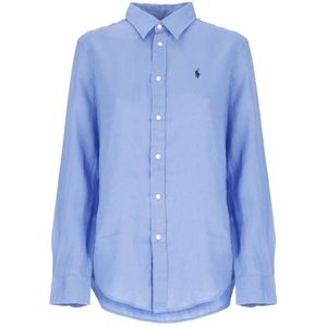 Ralph Lauren, Dames, Blouses & Shirts, Blauw, Maat: XS Linnen,