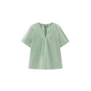 Woolrich Lichtgewicht katoenen popeline blouse , Green , Dames , Maat: L