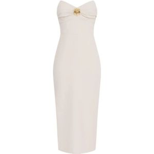 Elisabetta Franchi, Dames, Jurken, Beige, Maat: S Poliester,