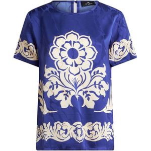 Etro, Dames, Blouses & Shirts, Blauw, Maat: M Viscose,