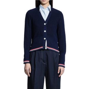 Thom Browne, Dames, Truien, Blauw, Maat: XS Katoen,