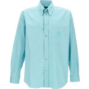 Fendi, Heren, Overhemden, Blauw, Maat: M Katoen,