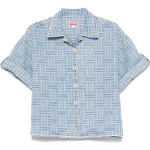 Kenzo, Dames, Blouses & Shirts, Blauw, Maat: M Katoen,