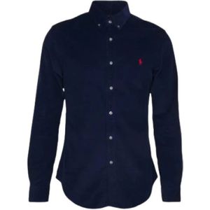 Polo Ralph Lauren, Heren, Overhemden, Blauw, Maat: 2XL Corduroy,