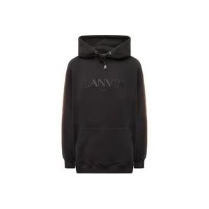 Lanvin Zwarte Logo Hoodie met Strepen , Black , Heren , Maat: XS