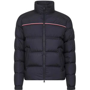 Moncler, Heren, Jassen, Blauw, Maat: S Poliester,