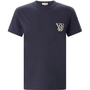 Valentino, Heren, Tops, Blauw, Maat: M Katoen,