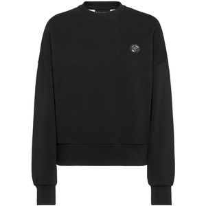 Plein Sport, Dames, Sweatshirts & Hoodies, Zwart, Maat: S Katoen,